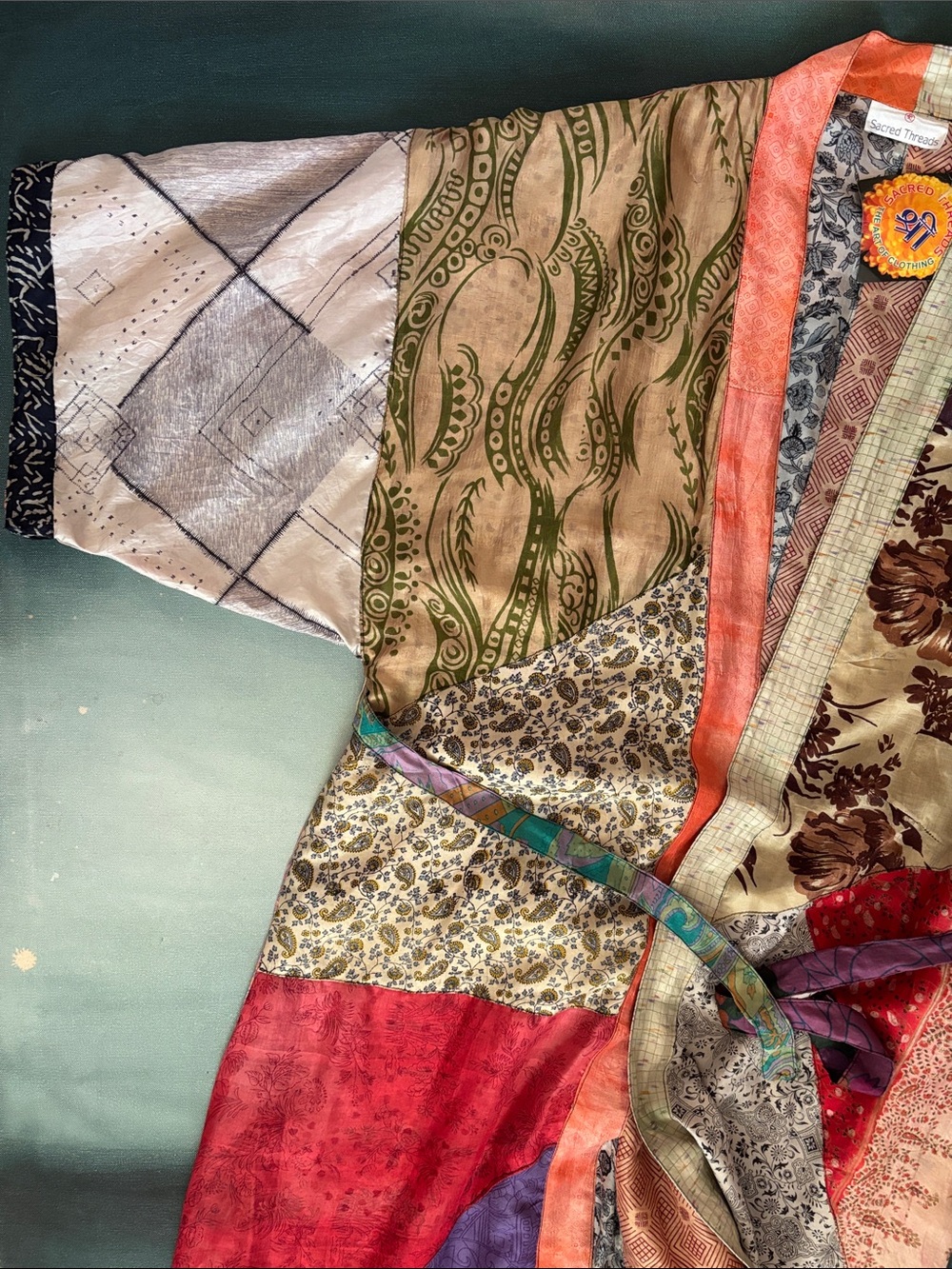 Sacred Threads Silk Robe Kimono - Picture 2 of 12